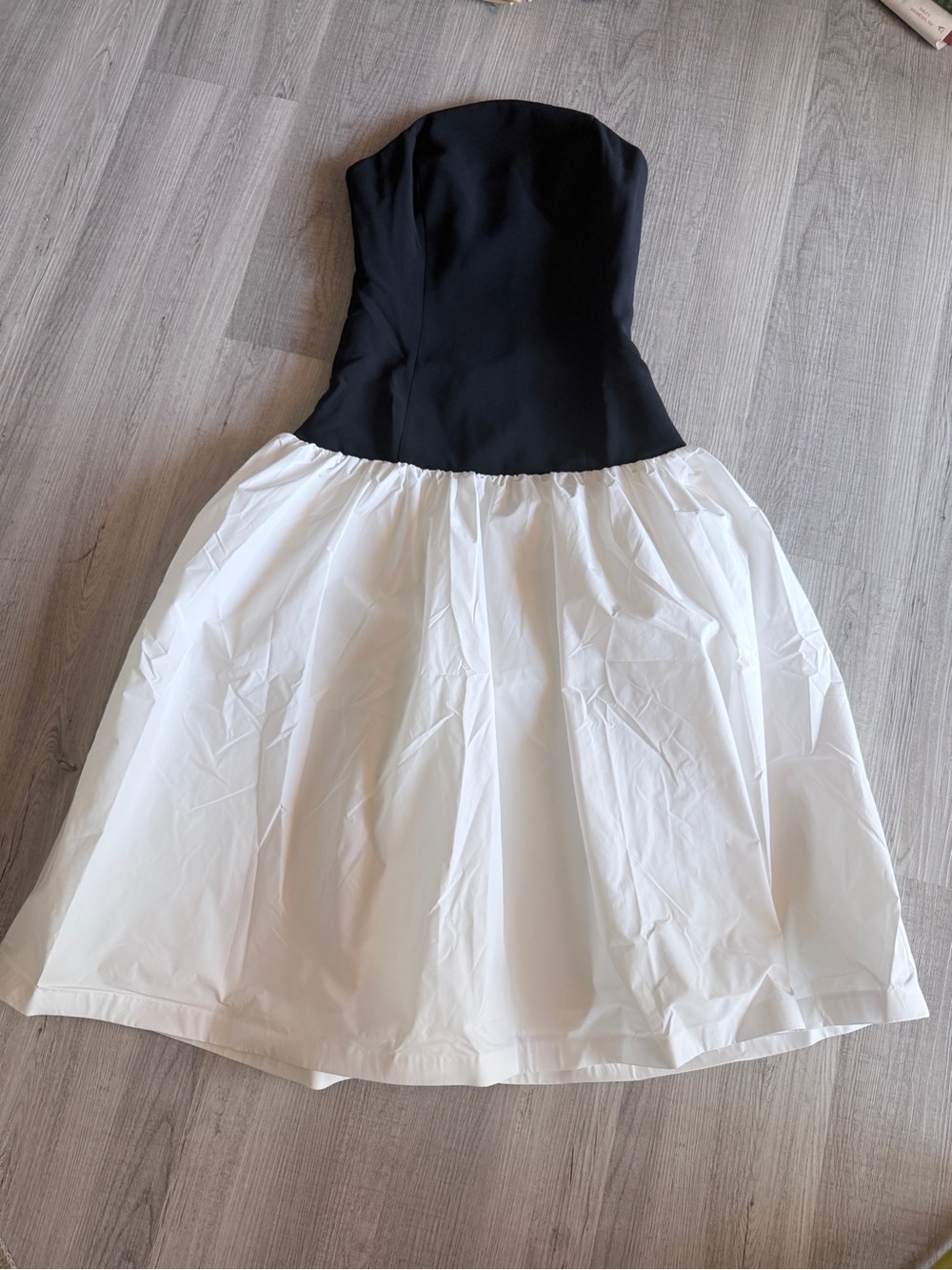 Amanda Uprichard Black and White Strapless Midi Dress